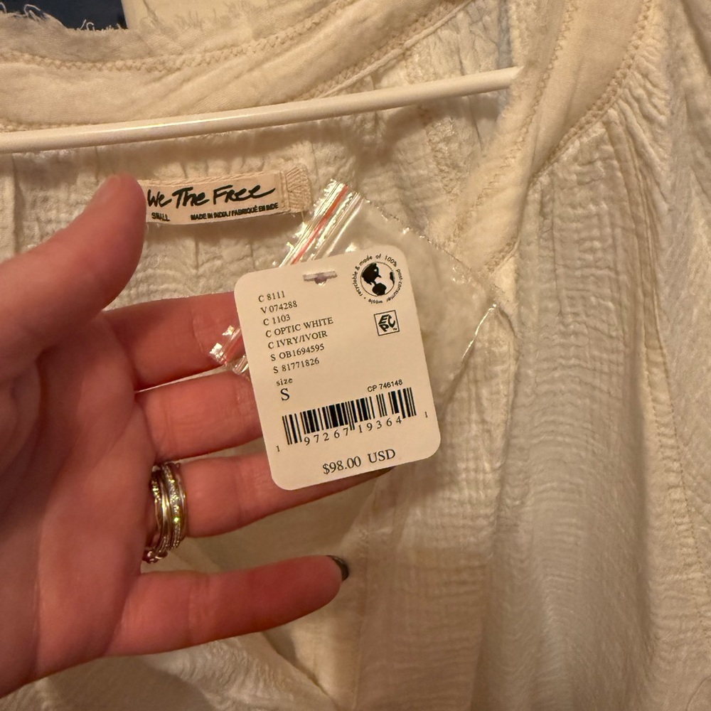 Free People Cream Button-Up Blouse - Picture 4 of 5